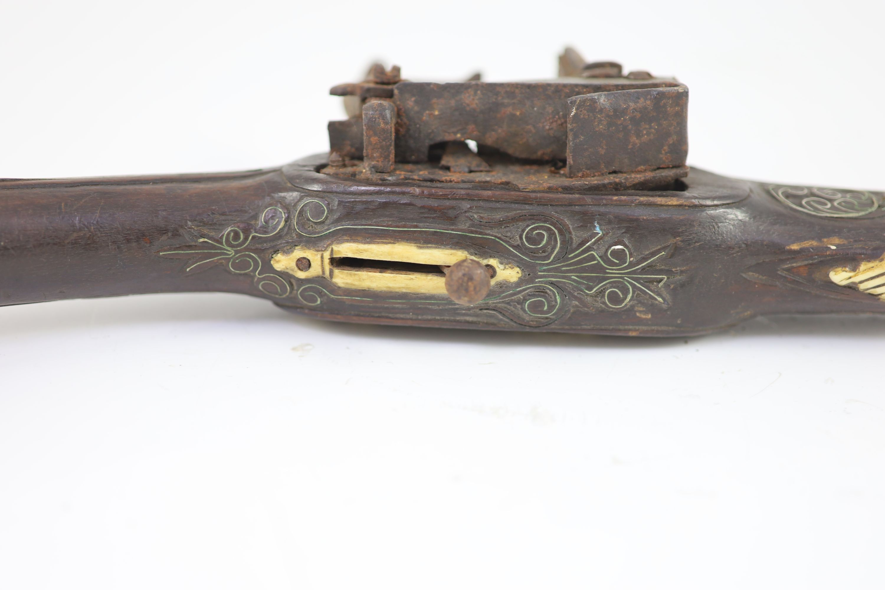 A Turkish market flintlock pistol, length 54cm